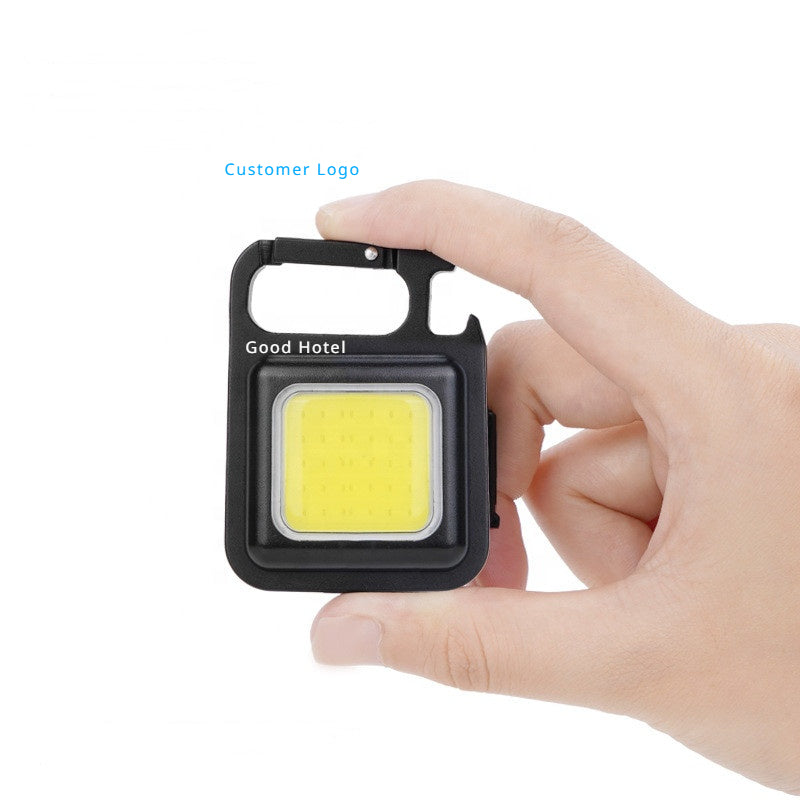 Mini Portable magnetic rechargeable cob led work light keychain LED flashlight keychain flashlight torch With Bottle Opener