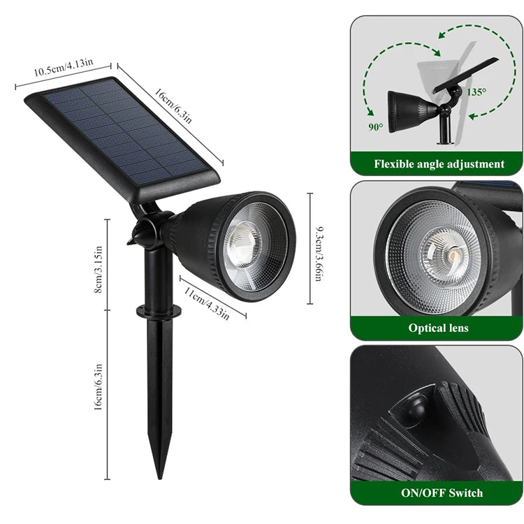 Wireless Outdoor Yard Landscape Light Ip65 Waterproof Led Lawn Spike Solar Spot Light Solar Powered Spotlight For Garden 10pack