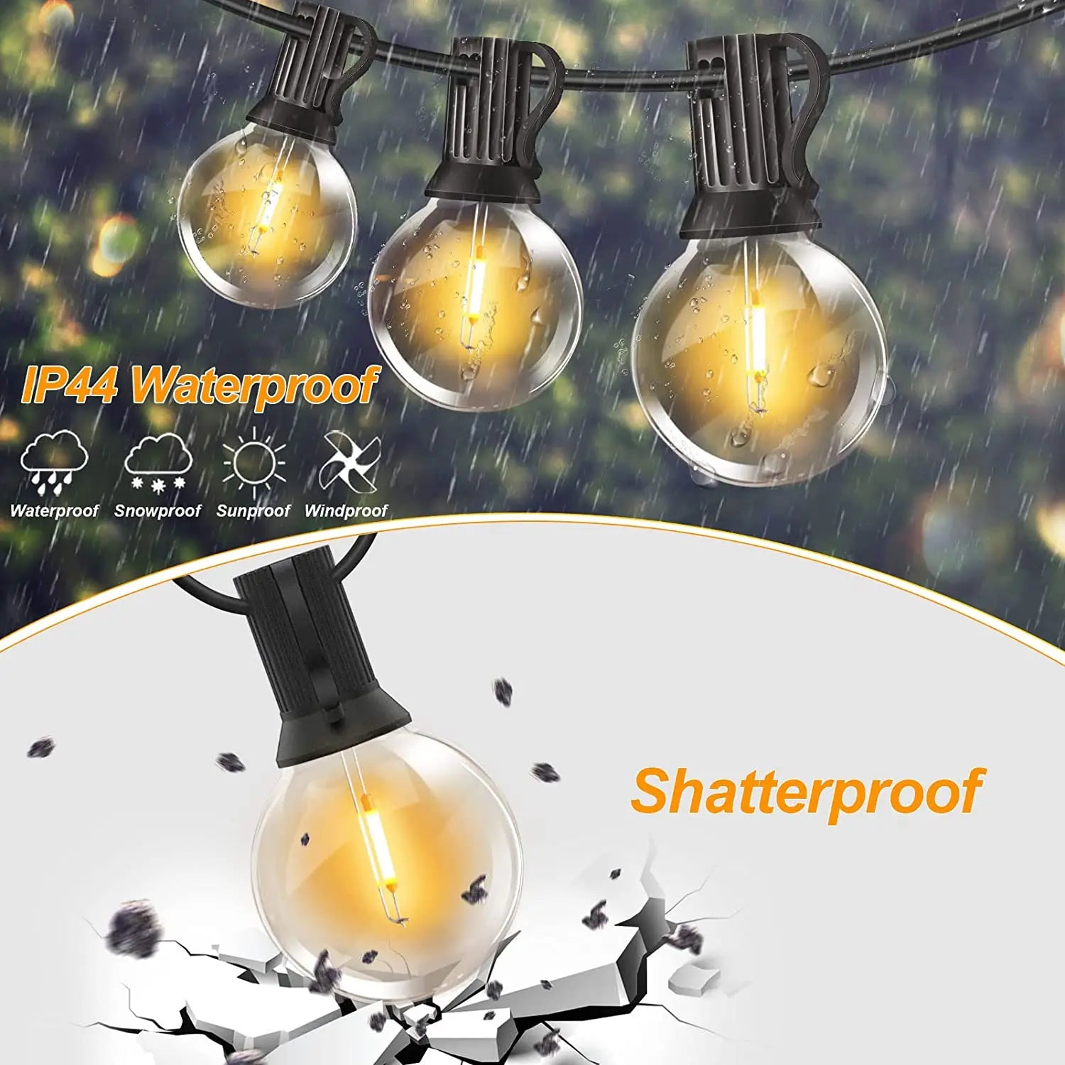 Sale LED Light Strings G40 Bulbs Christmas Holiday Lighting Waterproof Garden Party Decoration Outdoor String Lights