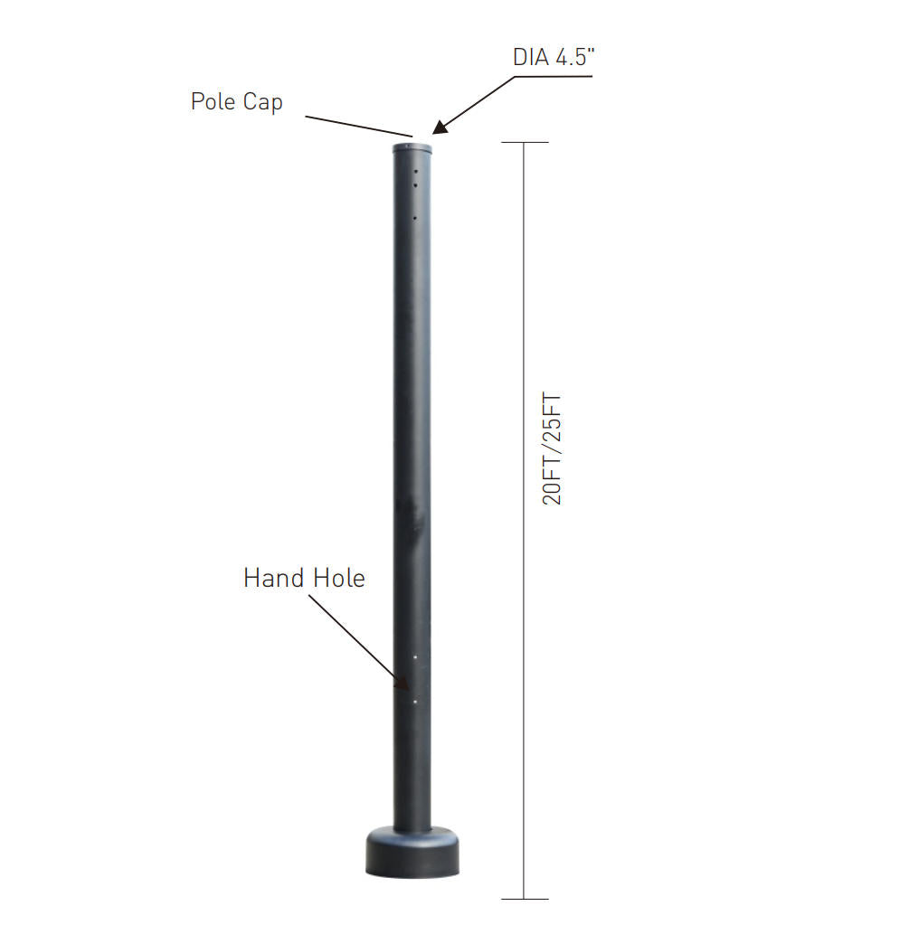 25ft Round Steel Light Pole