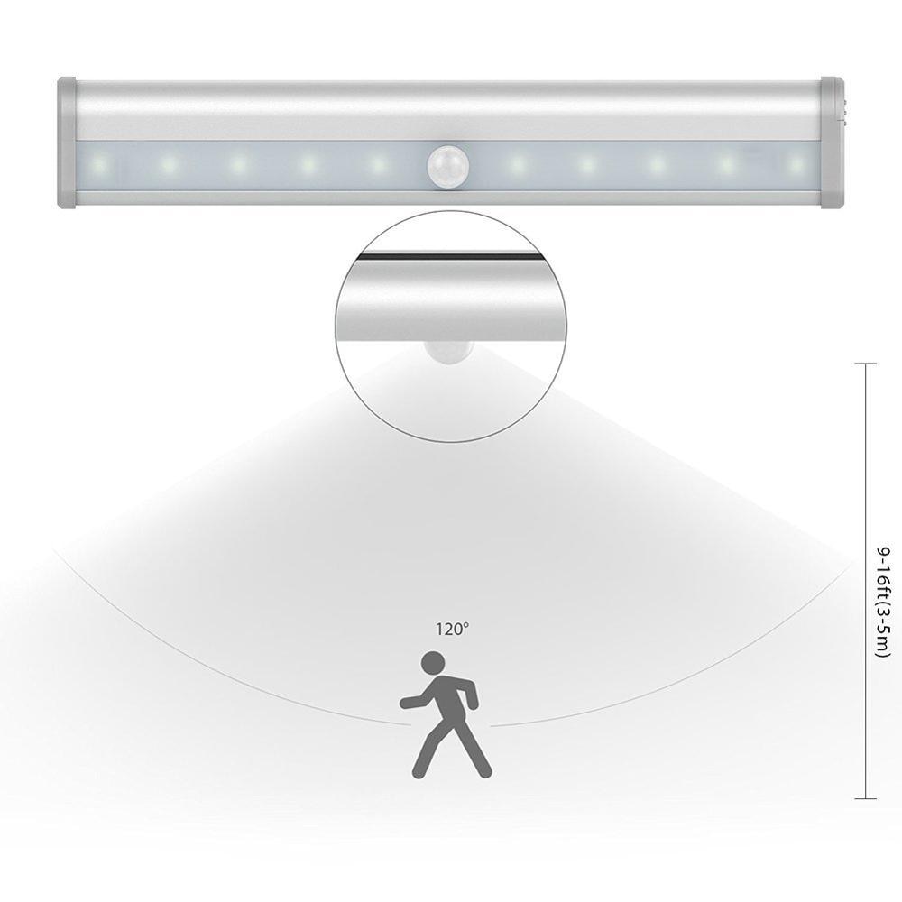 10 LEDs PIR LED Motion Sensor Light Cupboard Wardrobe Bed Lamp LED Under Cabinet Night Light For Closet Stairs Kitchen
