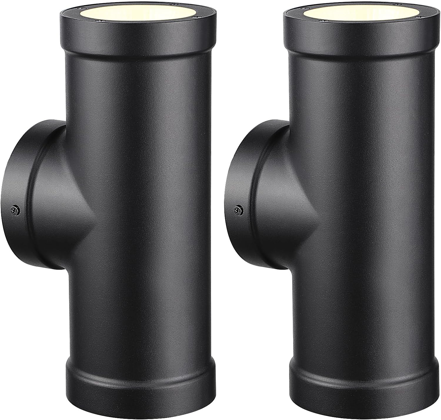 Integrated LED Cylinder Up Down Wall Light Outdoor, 100V-277V Aluminum Waterproof High-end Wall Sconce in 2 Lights, ETL-Listed 20W 1400lm, Exterior Front Door Porch Light Fixtures, Pack of 2