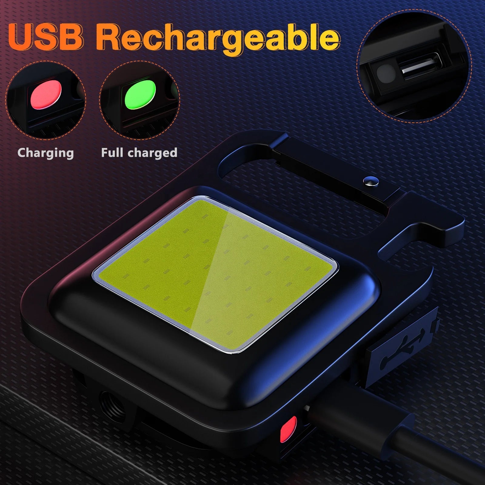 Mini Portable magnetic rechargeable cob led work light  keychain LED flashlight keychain flashlight  torch With Bottle Opener