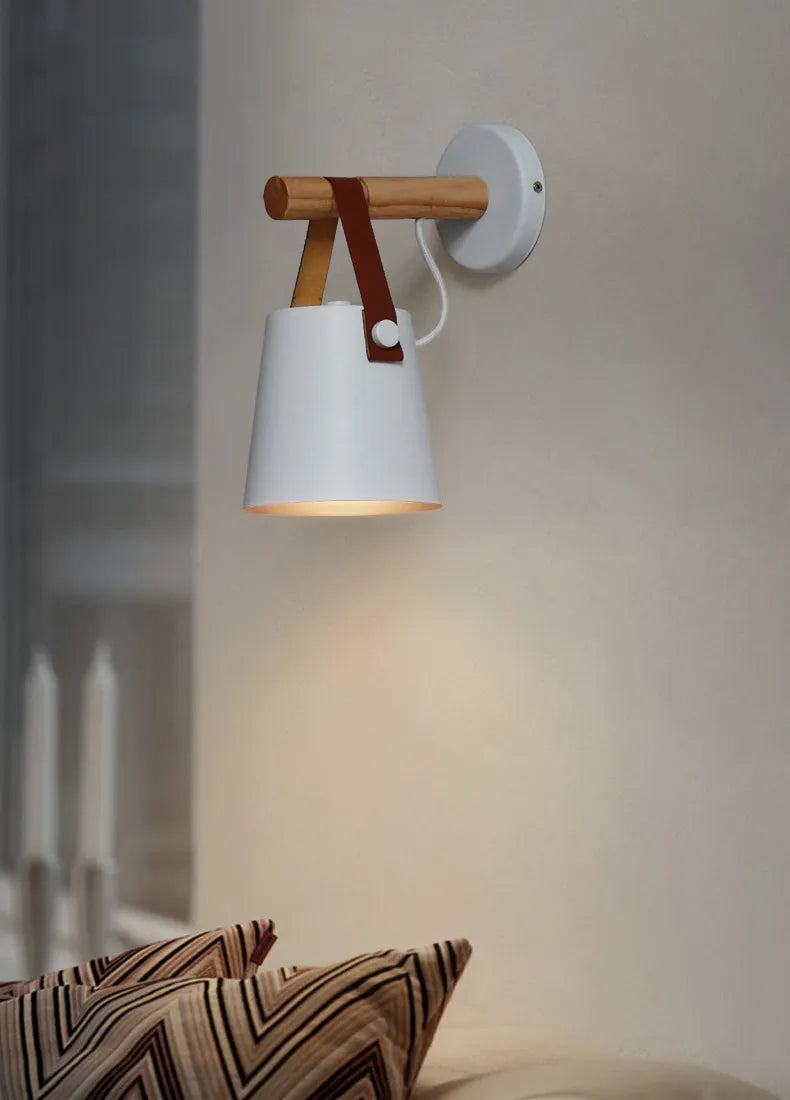 Wooden Wall Lamp Interior Light Fixture For Home Sconce Interior Lighting Living Room Nordic Modern Bed Wall Lamps With Wire E27