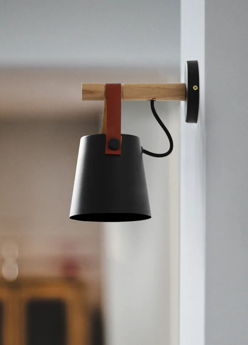 Wooden Wall Lamp Interior Light Fixture For Home Sconce Interior Lighting Living Room Nordic Modern Bed Wall Lamps With Wire E27