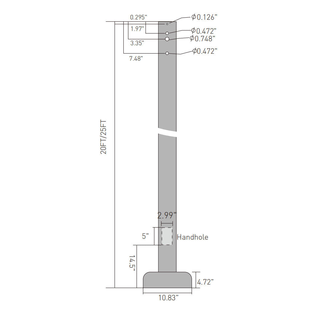 25ft Round Steel Light Pole