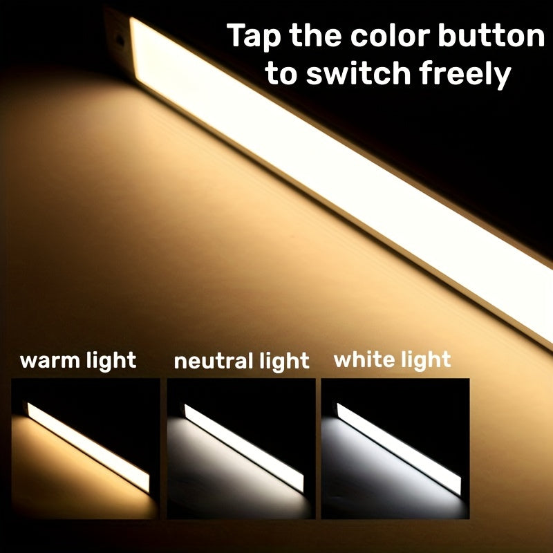2pcs/pack Wireless LED Motion Sensor Cabinet Light - Rechargeable Under Counter Closet Lighting For Kitchen, Wardrobe, Cupboard, Stairs, Corridor - Battery Operated Night Light With Magnetic Mount - Easy Installation And Energy Efficient