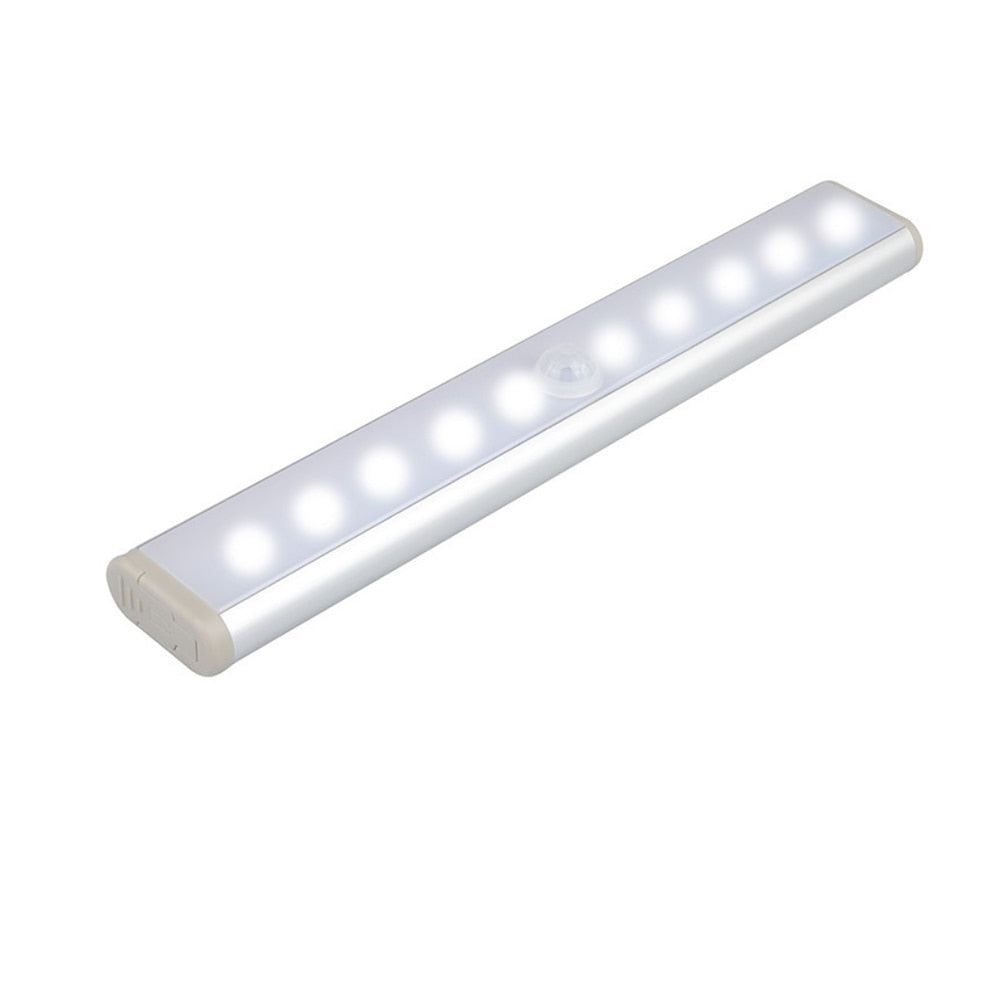 10 LEDs PIR LED Motion Sensor Light Cupboard Wardrobe Bed Lamp LED Under Cabinet Night Light For Closet Stairs Kitchen